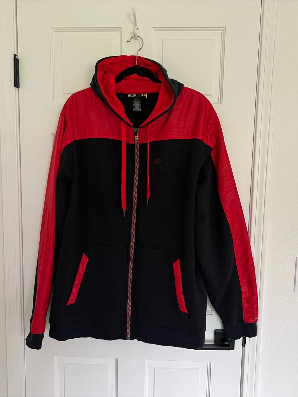 Under Armour Black Hoodie with Red Stitching and Trim
